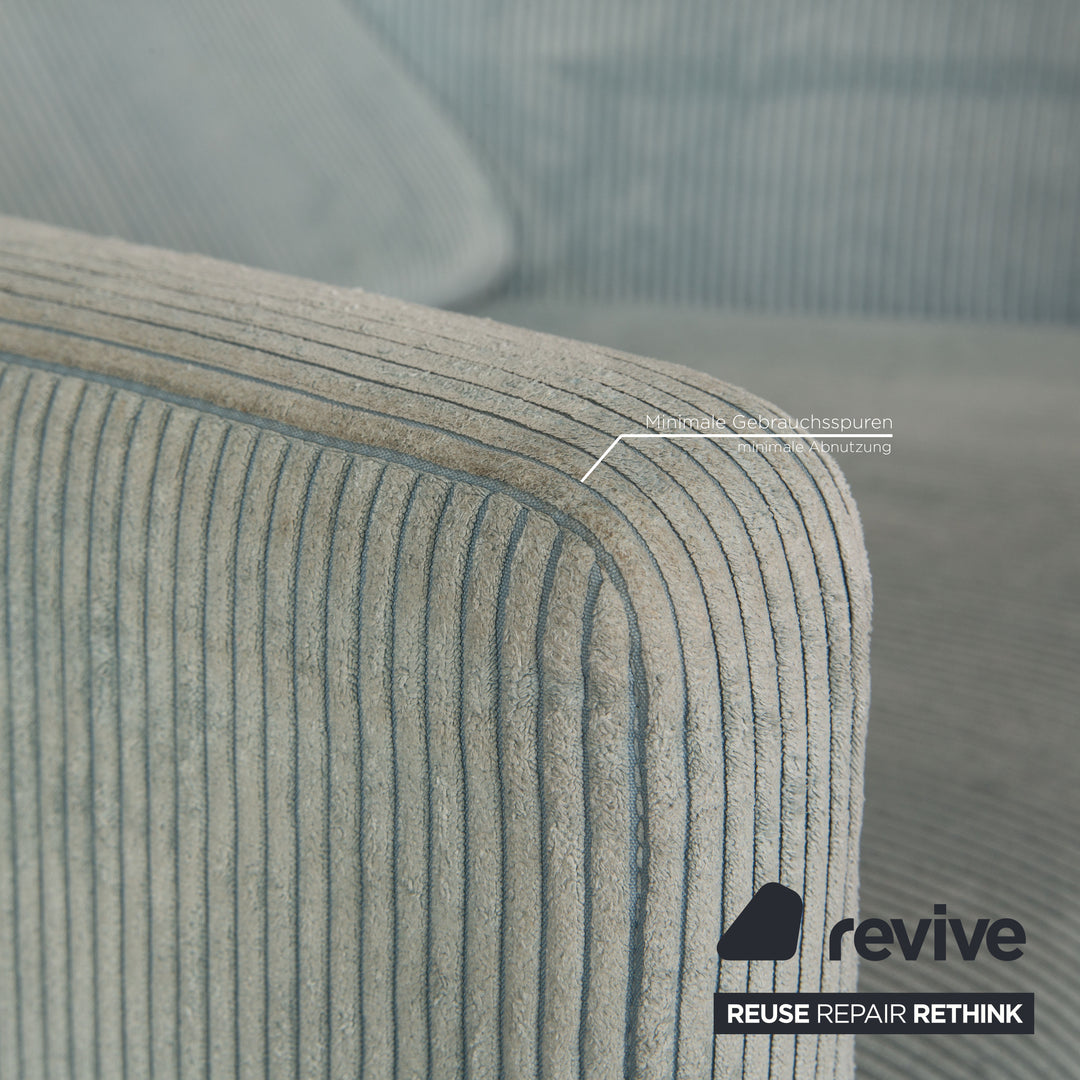 Cor Jura fabric corduroy armchair blue incl. footstool