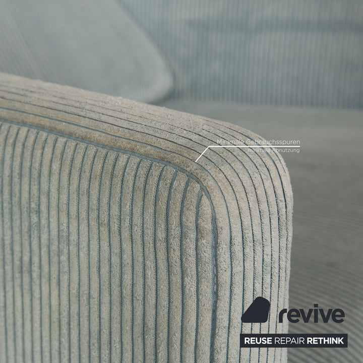 Cor Jura fabric corduroy armchair blue incl. footstool