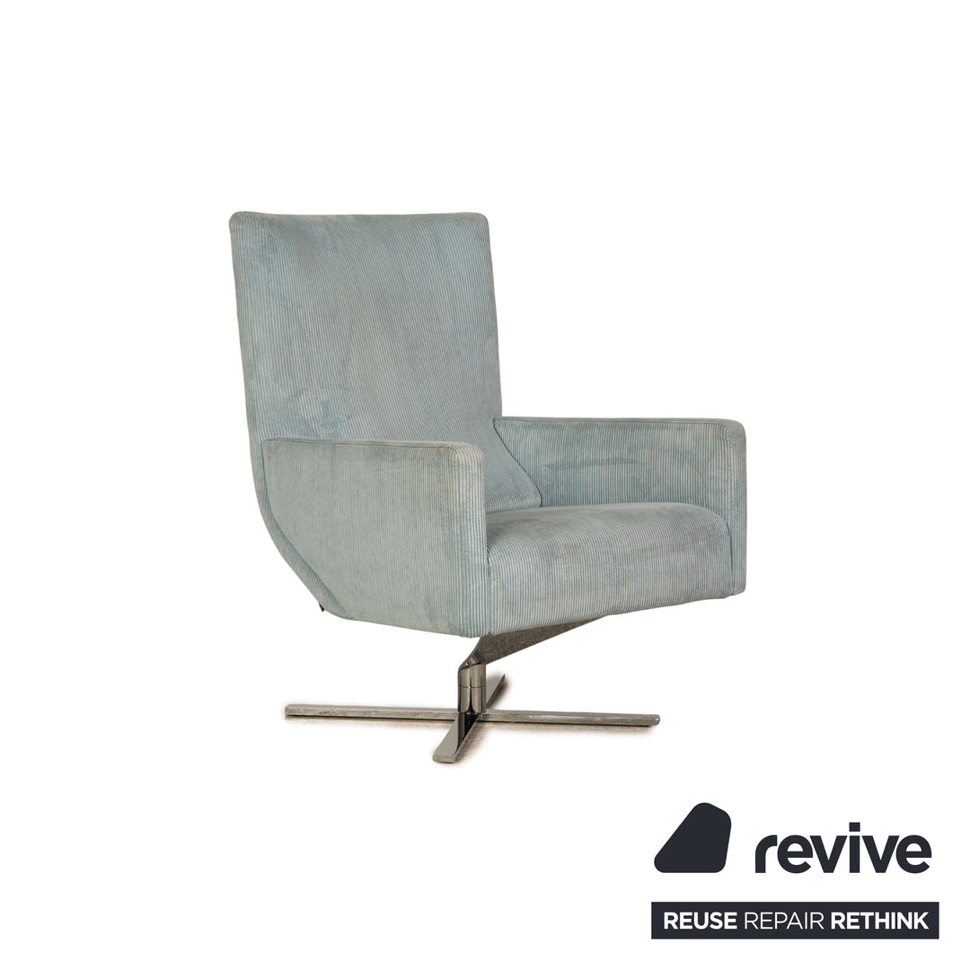 Cor Jura fabric corduroy armchair blue incl. footstool