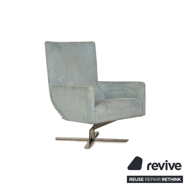 Cor Jura fabric corduroy armchair blue incl. footstool