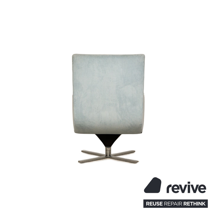 Cor Jura fabric corduroy armchair blue incl. footstool
