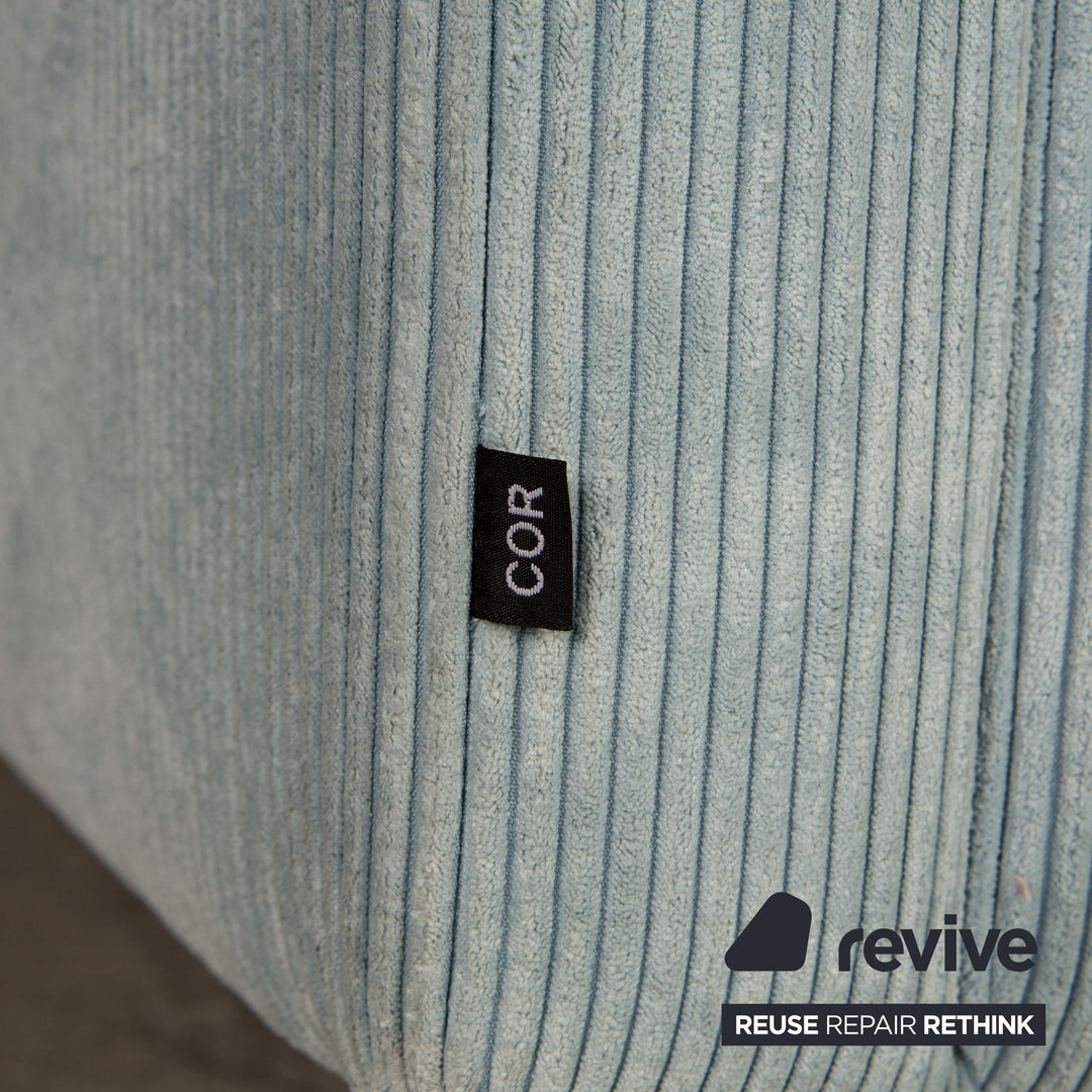 Cor Jura Stoff Cord Zweisitzer Blau Sofa Couch