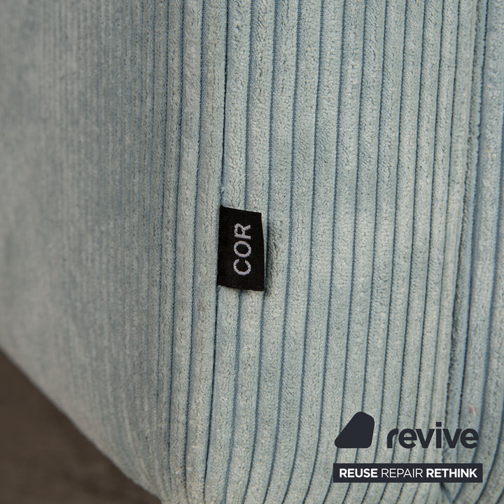 Cor Jura Stoff Cord Zweisitzer Blau Sofa Couch
