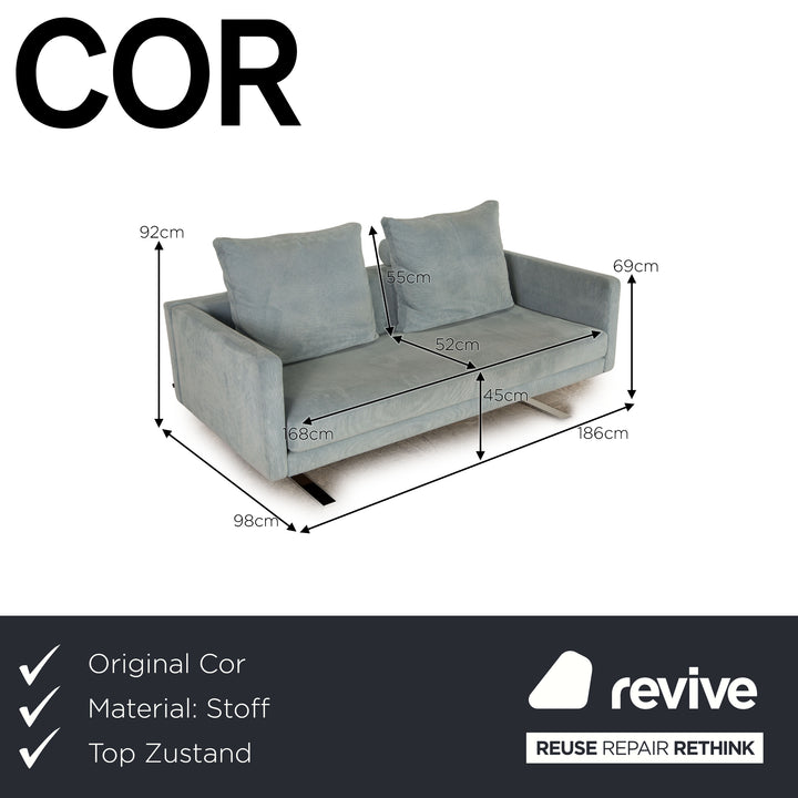 Cor Jura Stoff Cord Zweisitzer Blau Sofa Couch
