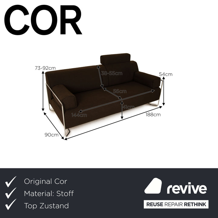 Cor Kelp Stoff Dreisitzer Grau Braun Sofa Couch