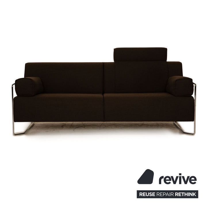 Cor Kelp Stoff Sofa Garnitur Braun Dreisitzer Sessel Hocker
