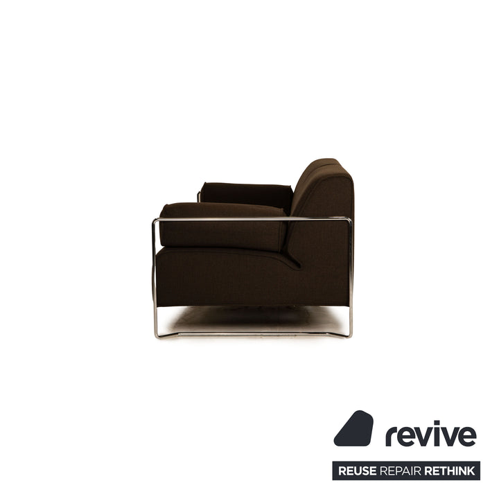 Cor Kelp Stoff Sofa Garnitur Braun Dreisitzer Sessel Hocker