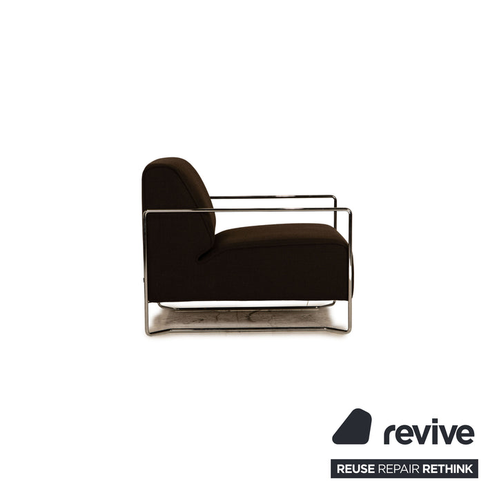 Cor Kelp Stoff Sofa Garnitur Braun Dreisitzer Sessel Hocker