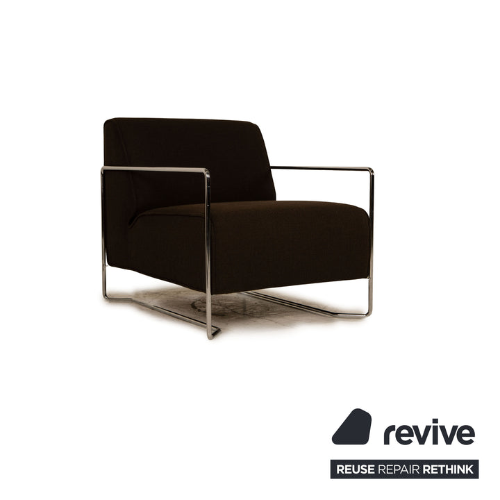 Cor Kelp Stoff Sofa Garnitur Braun Dreisitzer Sessel Hocker