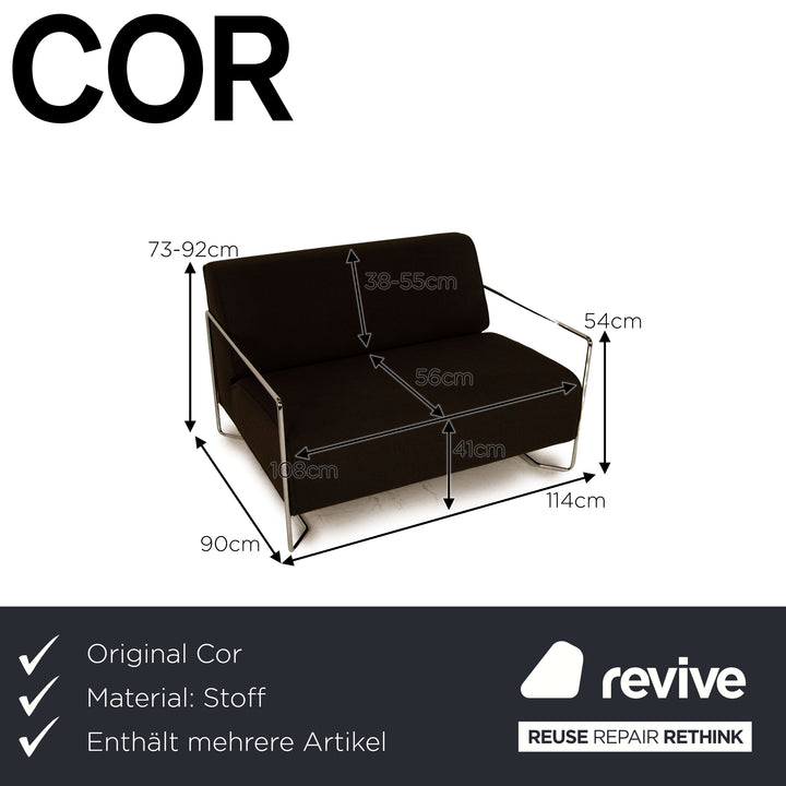 Cor Kelp Stoff Sofa Garnitur Braun Dreisitzer Sessel Hocker
