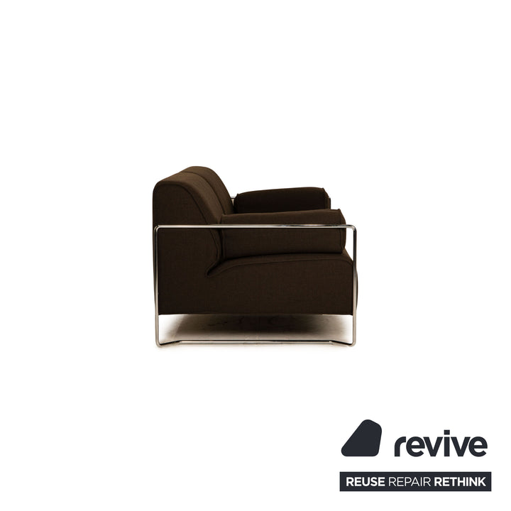 Cor Kelp Stoff Sofa Garnitur Braun Dreisitzer Sessel Hocker