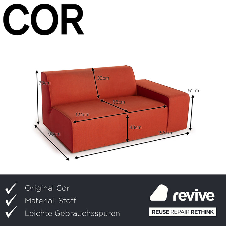 Cor Kelp Stoff Sofa Orange Zweisitzer Modular
