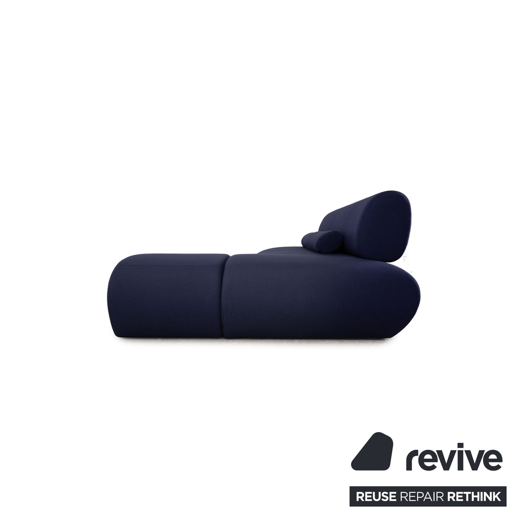 Cor Lava Stoff Ecksofa Blau Dunkelblau Sofa Couch inkl. Bodenmatte Funktion Recamiere rechts