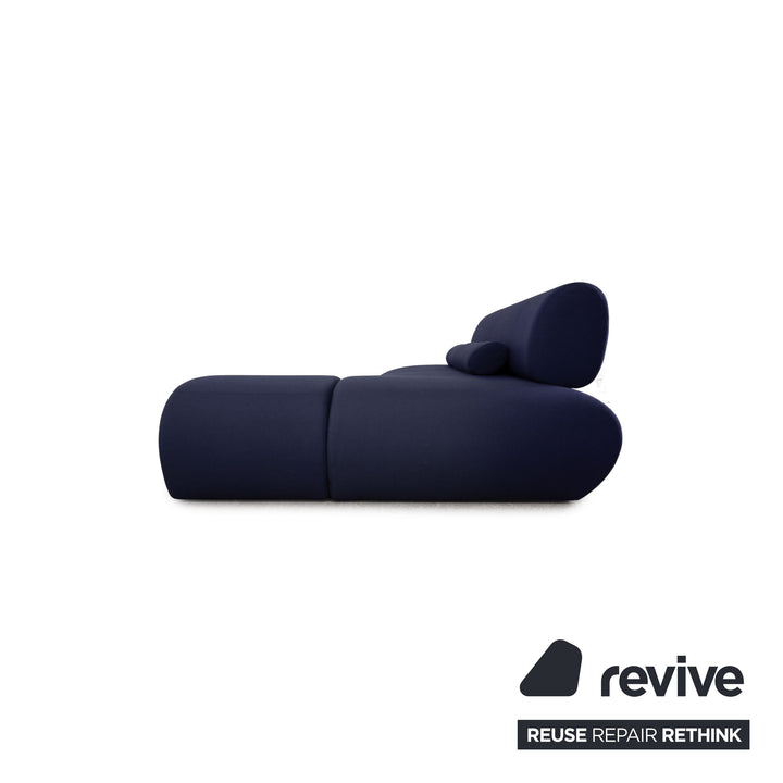Cor Lava Stoff Ecksofa Blau Dunkelblau Sofa Couch inkl. Bodenmatte Funktion Recamiere rechts