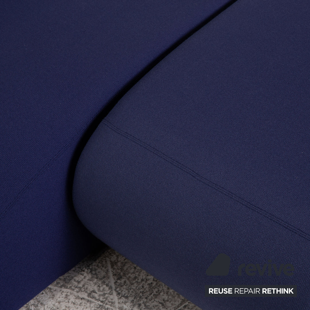 Cor Lava Stoff Ecksofa Blau Dunkelblau Sofa Couch inkl. Bodenmatte Funktion Recamiere rechts