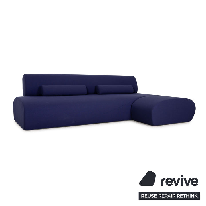 Cor Lava Stoff Ecksofa Blau Dunkelblau Sofa Couch inkl. Bodenmatte Funktion Recamiere rechts