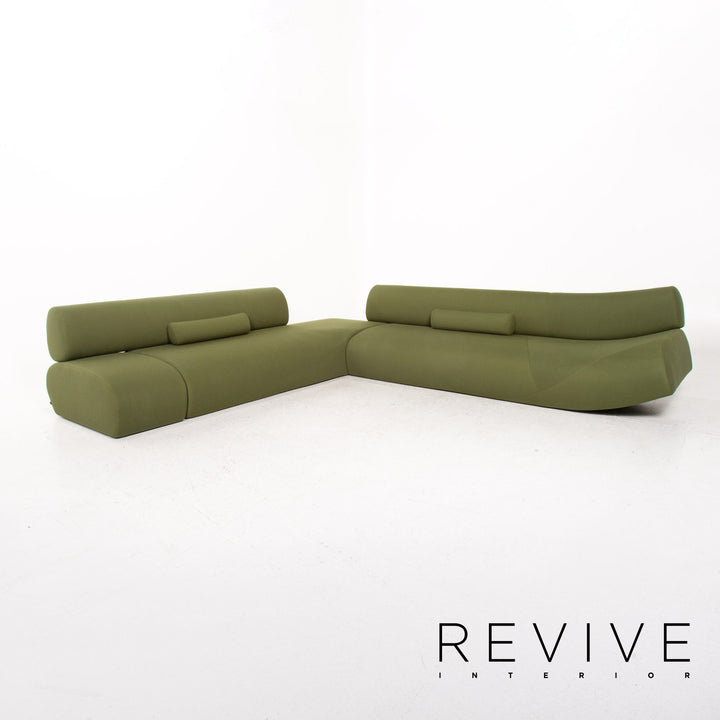 Cor Lava Stoff Ecksofa inkl. Hocker Grün Modulsofa Couch #13478