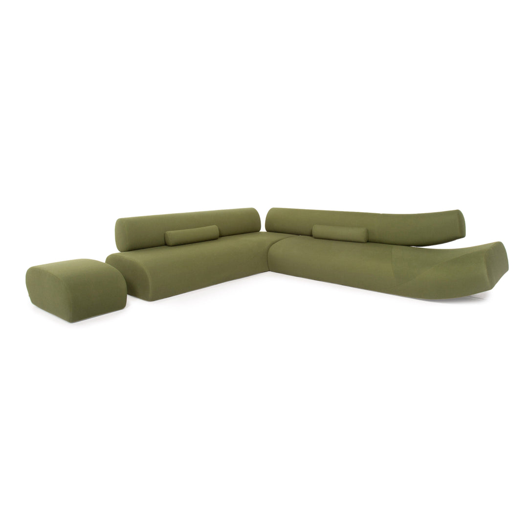 Cor Lava Stoff Ecksofa inkl. Hocker Grün Modulsofa Couch #13478