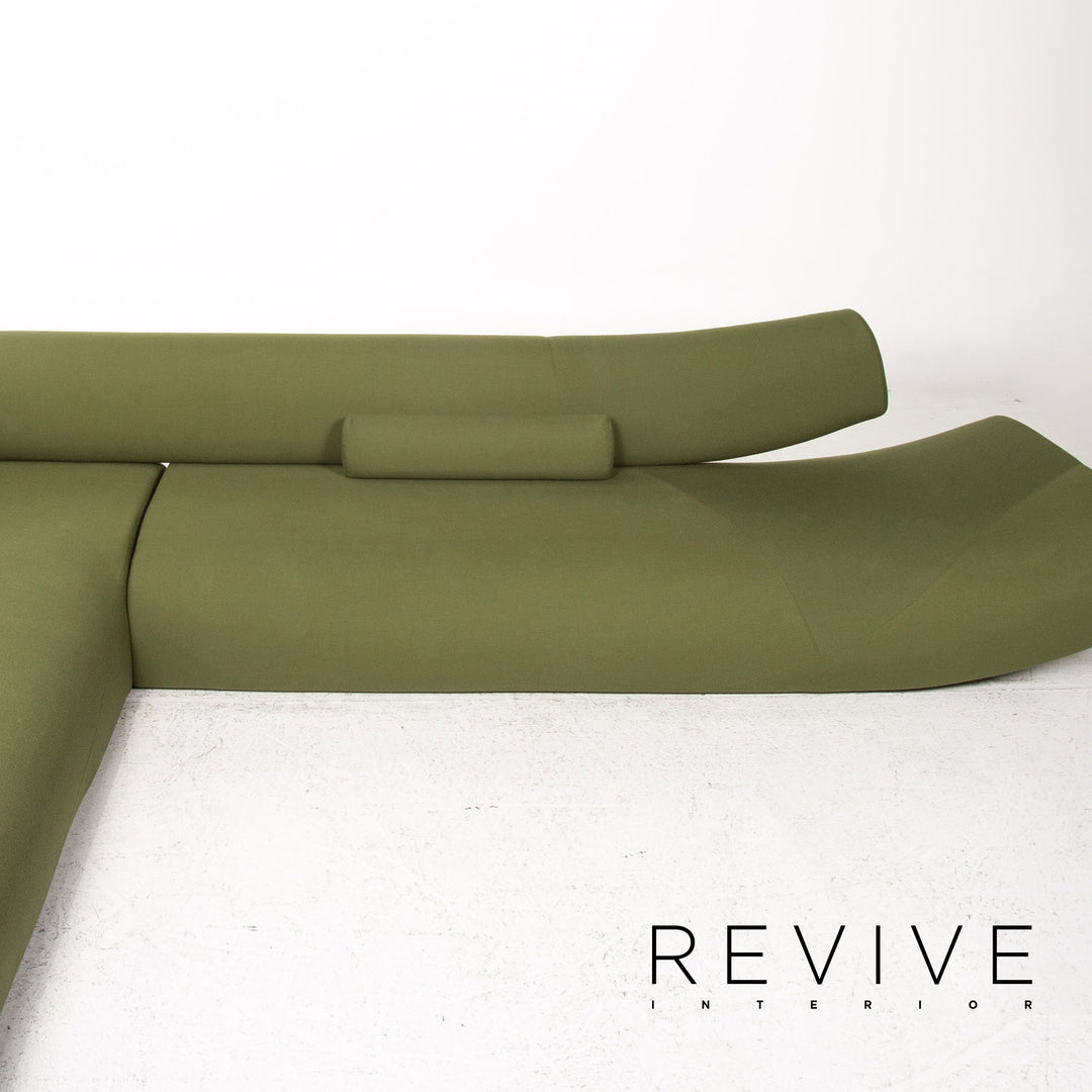 Cor Lava Stoff Ecksofa inkl. Hocker Grün Modulsofa Couch #13478