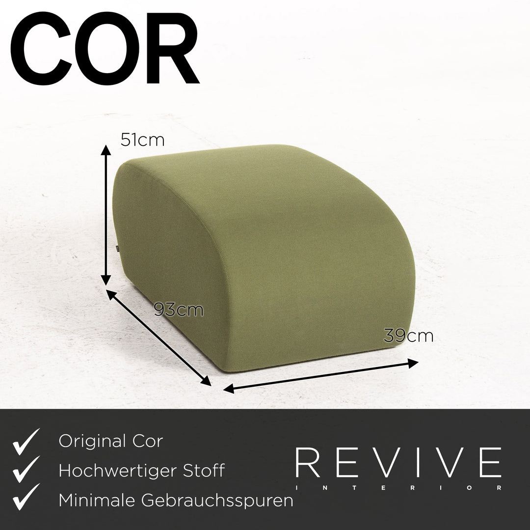 Cor Lava Stoff Ecksofa inkl. Hocker Grün Modulsofa Couch #13478