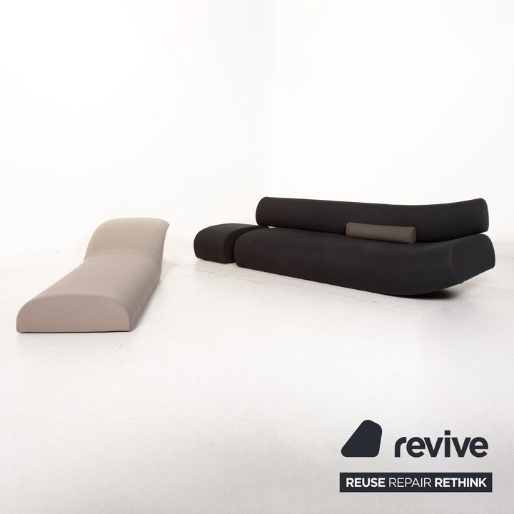 Cor Lava Stoff Ecksofa Schwarz Grau Modular Modulsofa Sofa Couch #14977