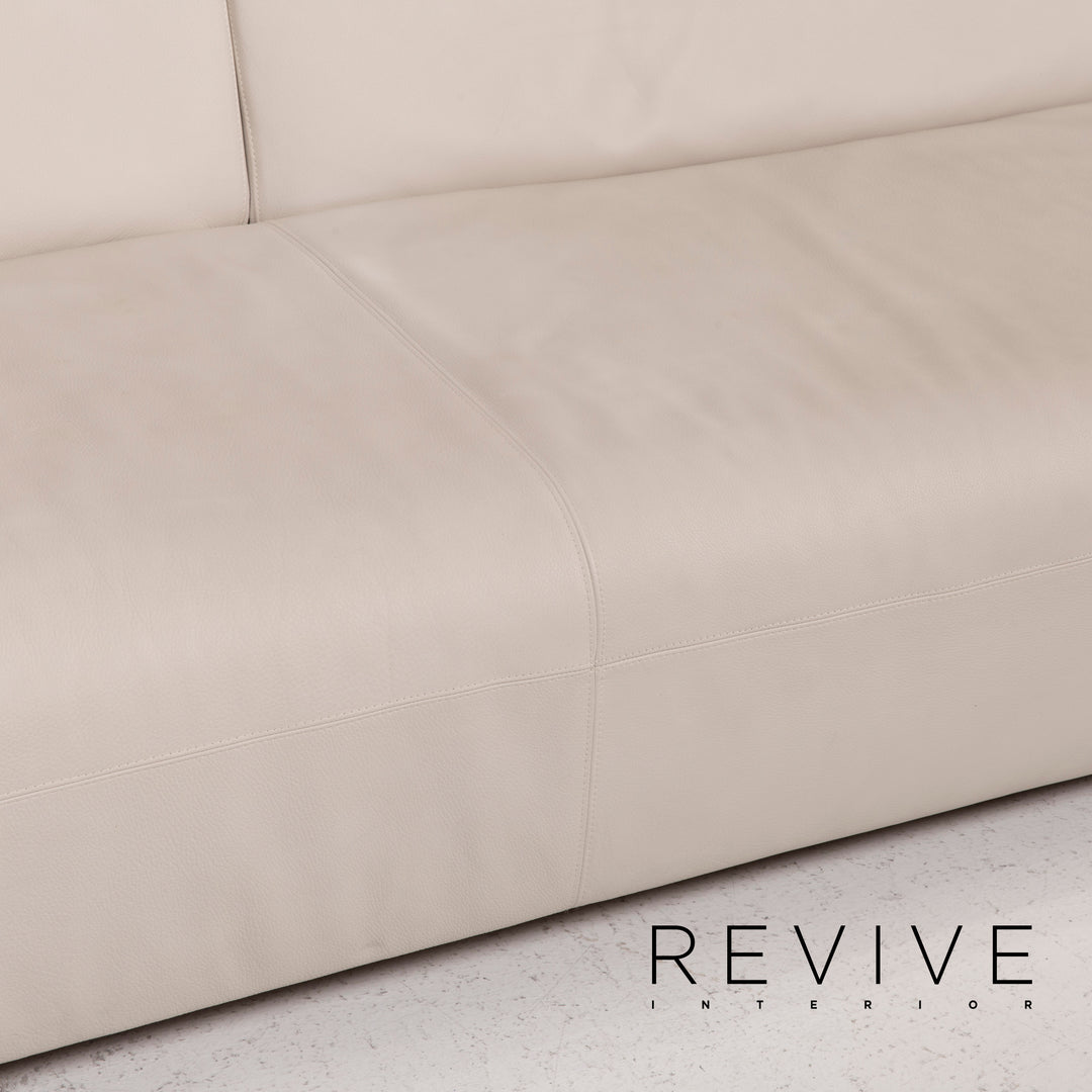 Cor Leder Sofa Creme Ecksofa inkl. Hocker #14844