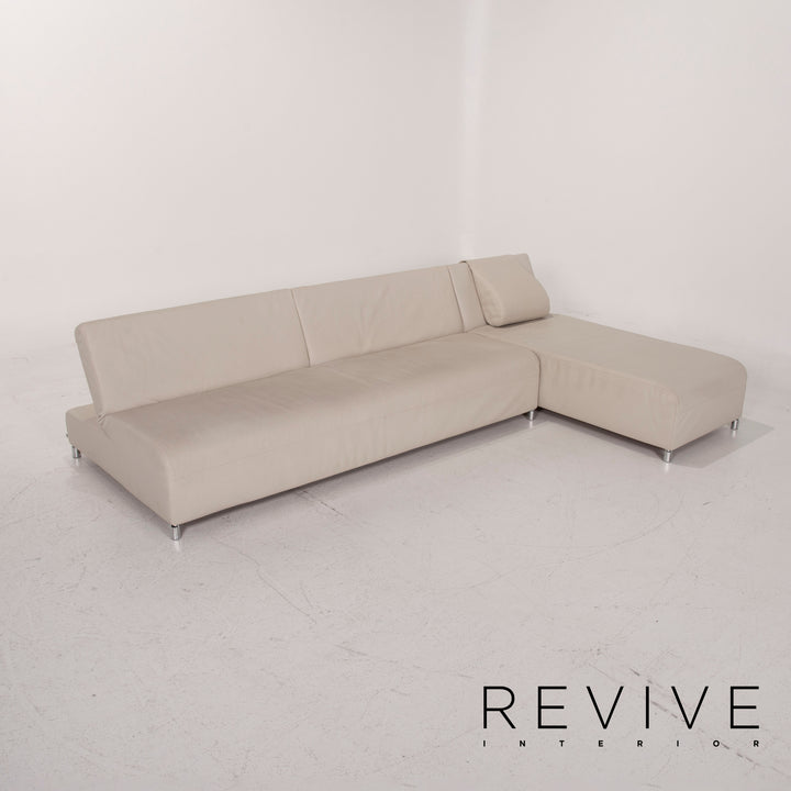 Cor Leder Sofa Creme Ecksofa inkl. Hocker #14844