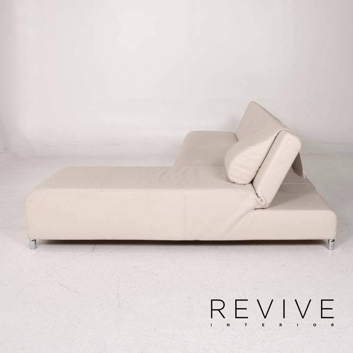 Cor Leder Sofa Creme Ecksofa inkl. Hocker #14844