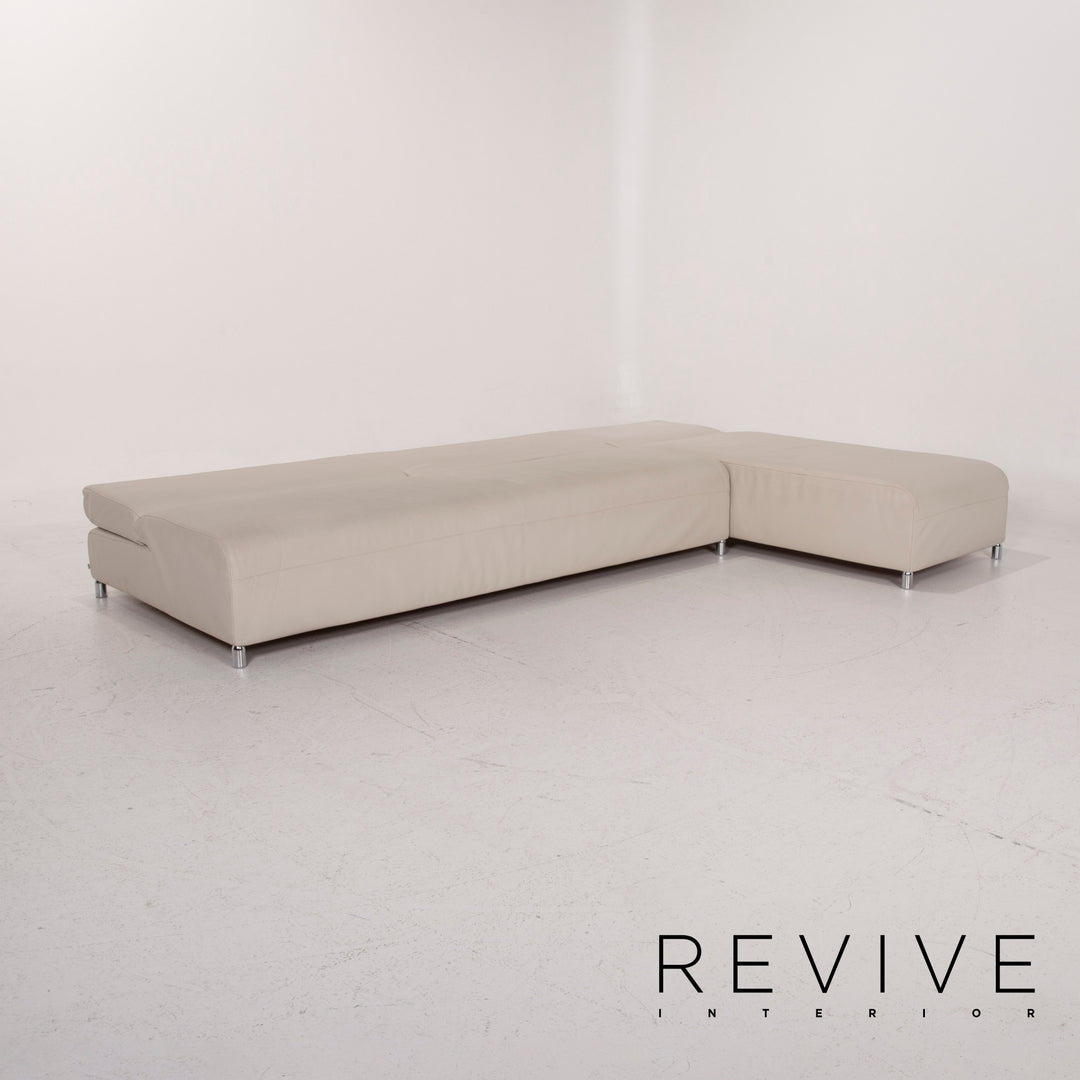 Cor Leder Sofa Creme Ecksofa inkl. Hocker #14844