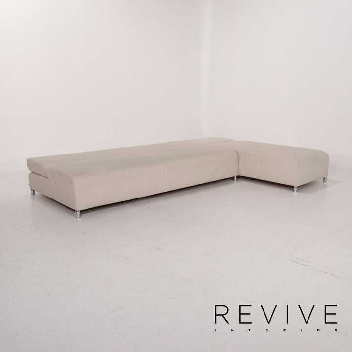 Cor Leder Sofa Creme Ecksofa inkl. Hocker #14844