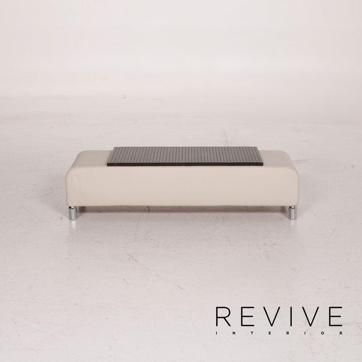 Cor Leder Sofa Creme Ecksofa inkl. Hocker #14844