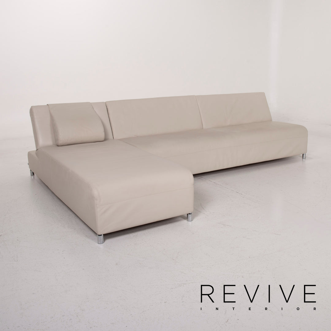 Cor Leder Sofa Creme Ecksofa inkl. Hocker #14844