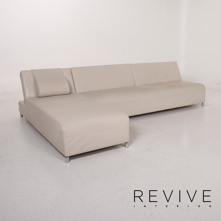 Cor Leder Sofa Creme Ecksofa inkl. Hocker #14844