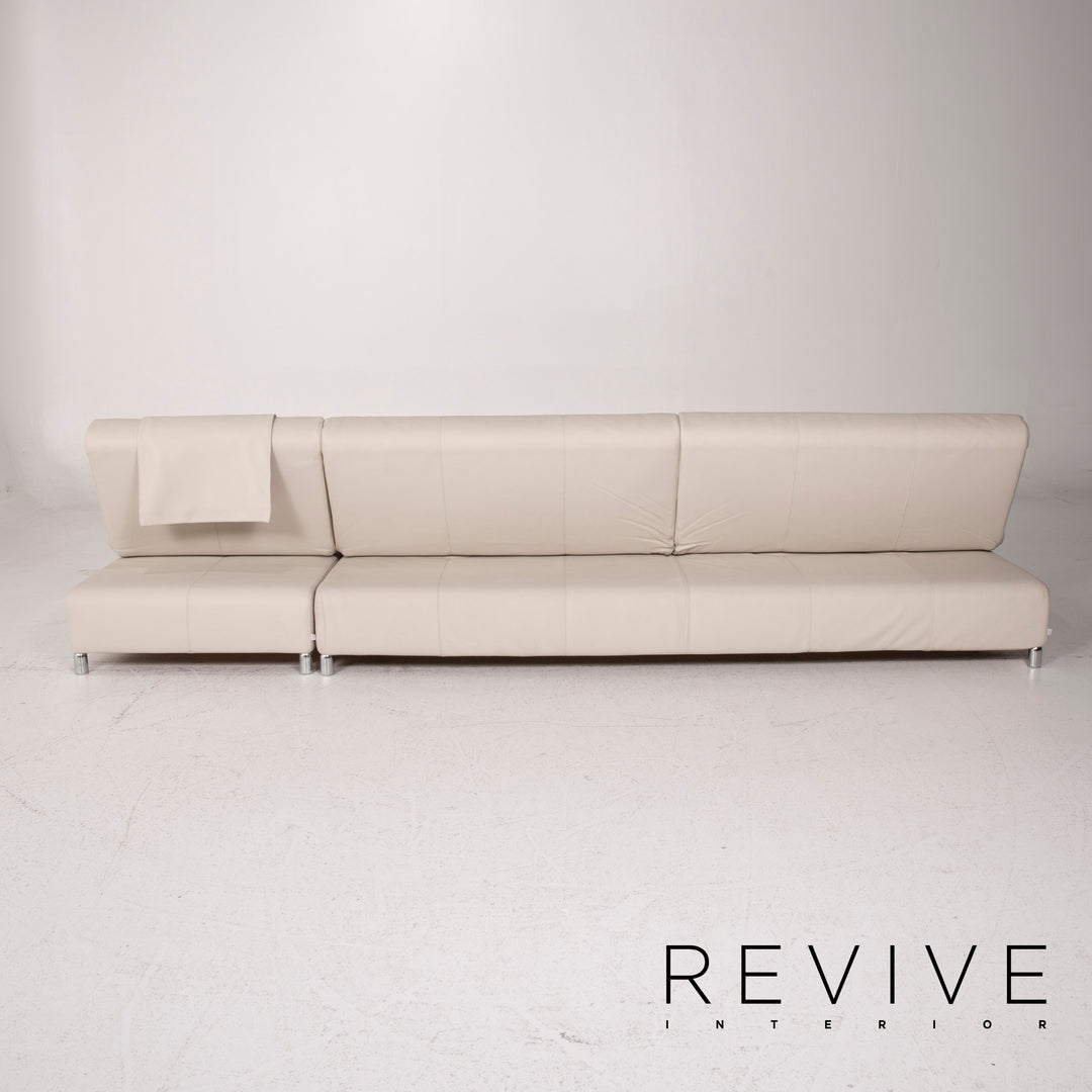 Cor Leder Sofa Creme Ecksofa inkl. Hocker #14844