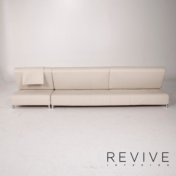 Cor Leder Sofa Creme Ecksofa inkl. Hocker #14844
