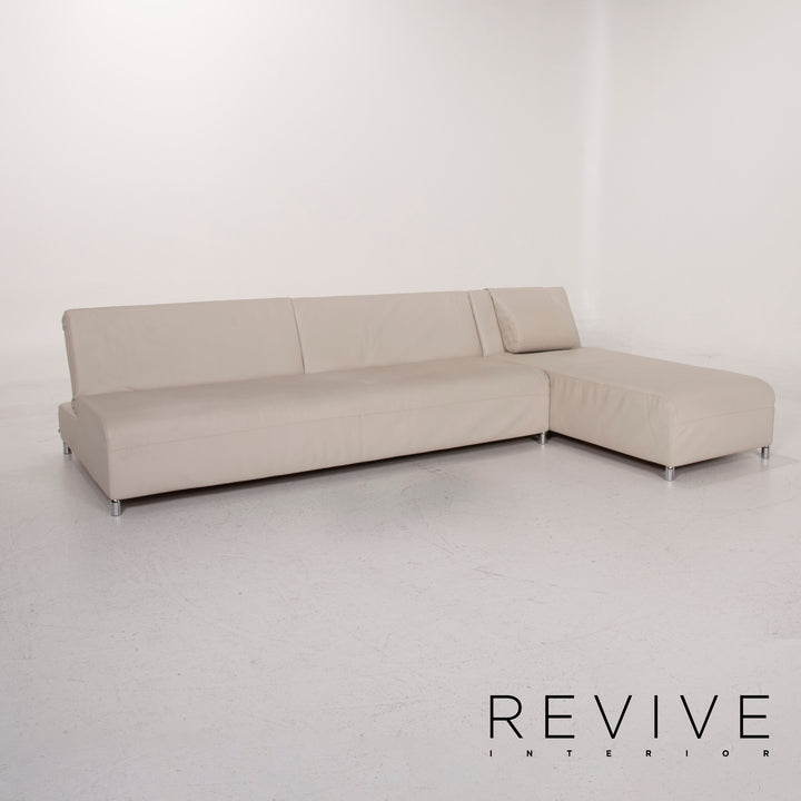 Cor Leder Sofa Creme Ecksofa inkl. Hocker #14844