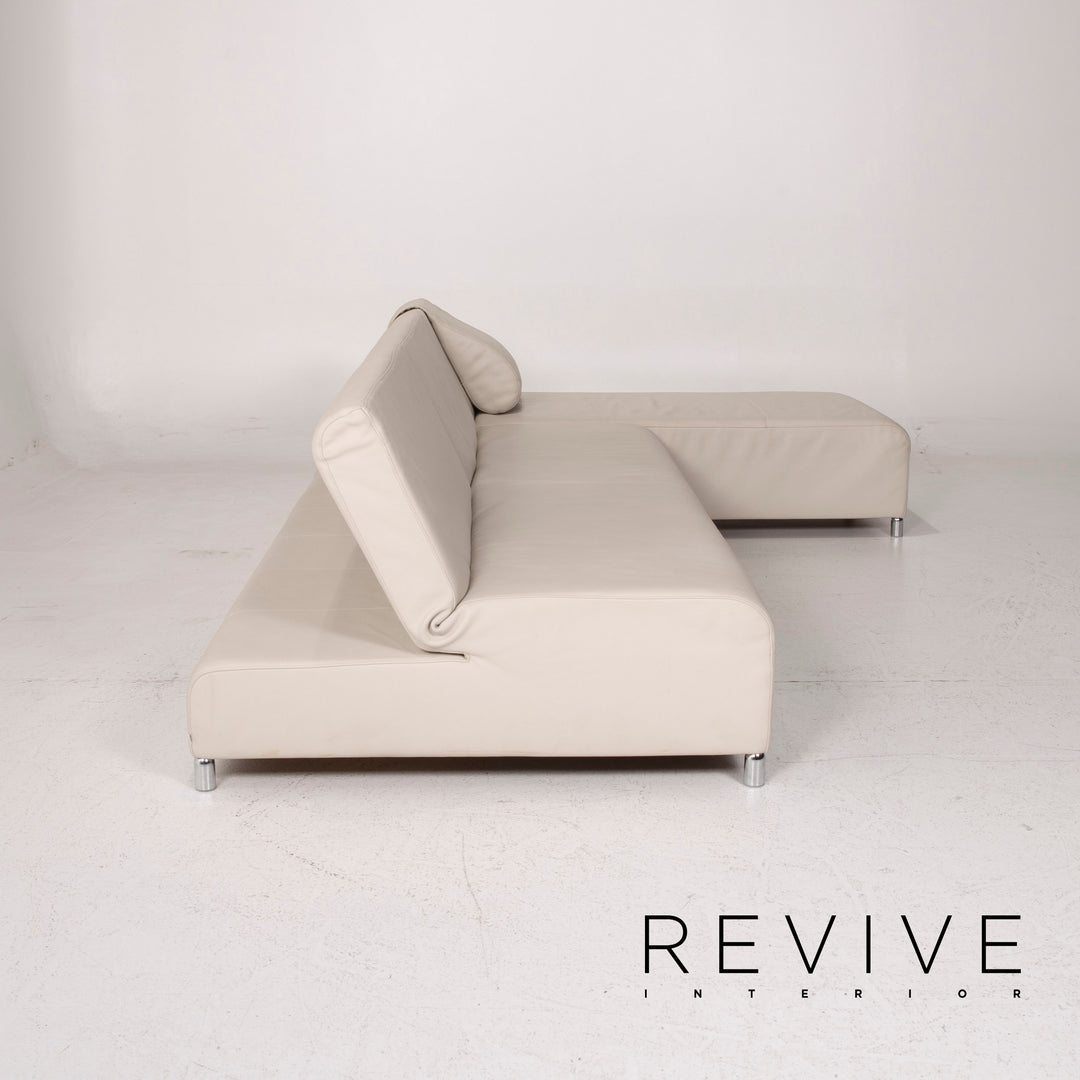 Cor Leder Sofa Creme Ecksofa inkl. Hocker #14844