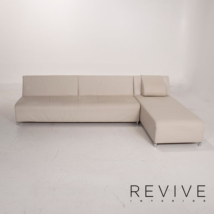 Cor Leder Sofa Creme Ecksofa inkl. Hocker #14844
