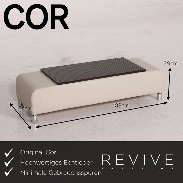 Cor Leder Sofa Creme Ecksofa inkl. Hocker #14844