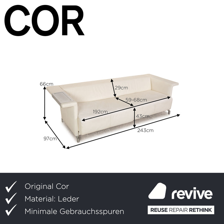 Cor Leder Sofa Creme Viersitzer Couch