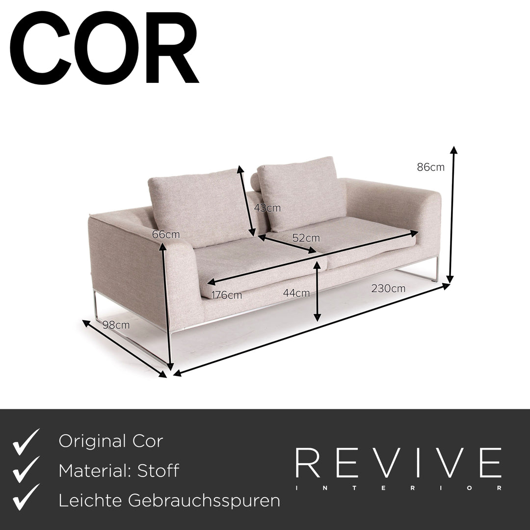 Cor Mell Stoff Sofa Grau Zweisitzer