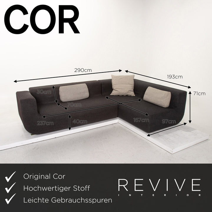 Cor Nuba Stoff Ecksofa Grau Anthrazit Sofa Couch #15179