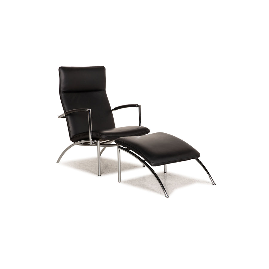 Cor Pando Leder Sessel Schwarz inkl. Hocker