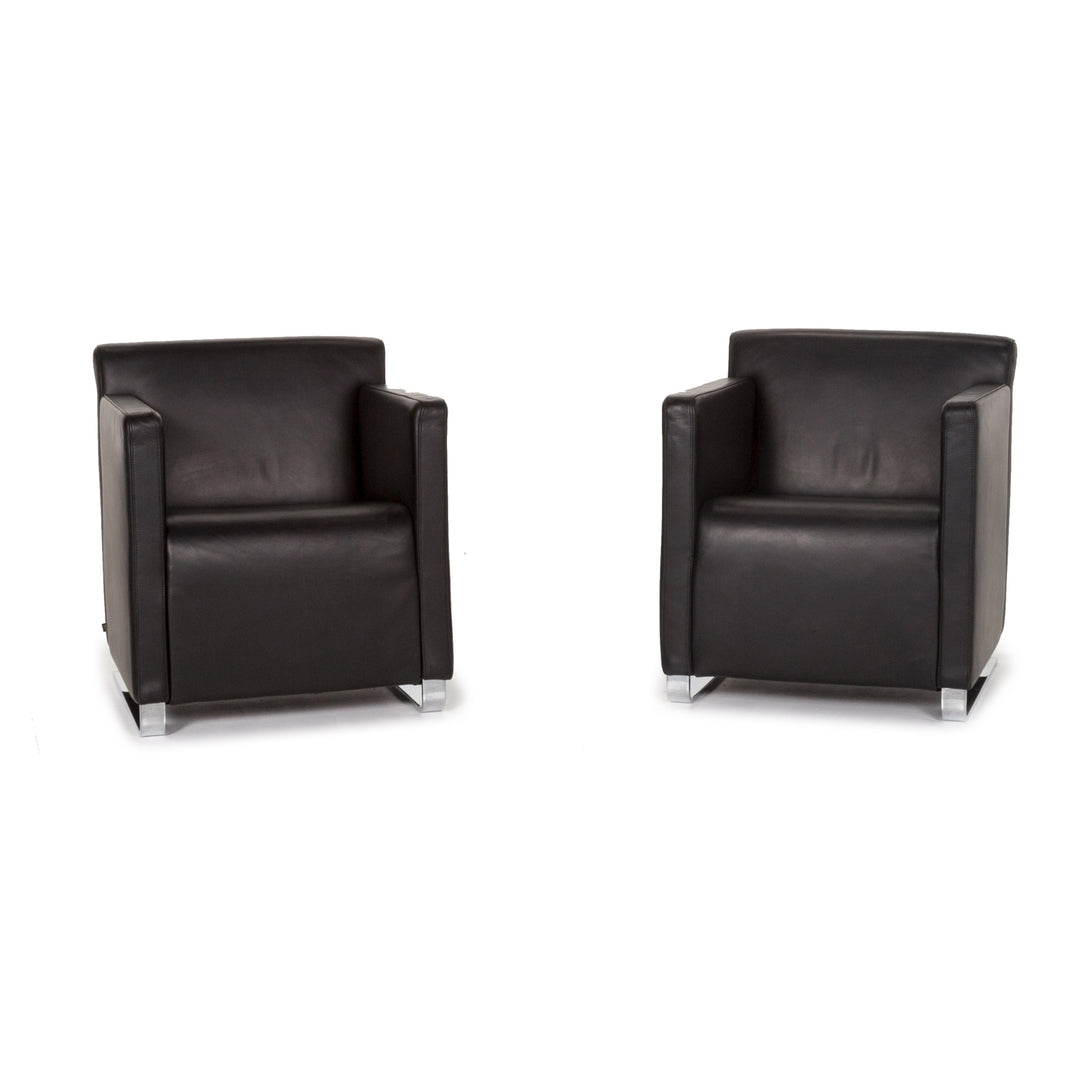 Cor Quant Leder Sessel Garnitur Schwarz 2x Sessel #13373