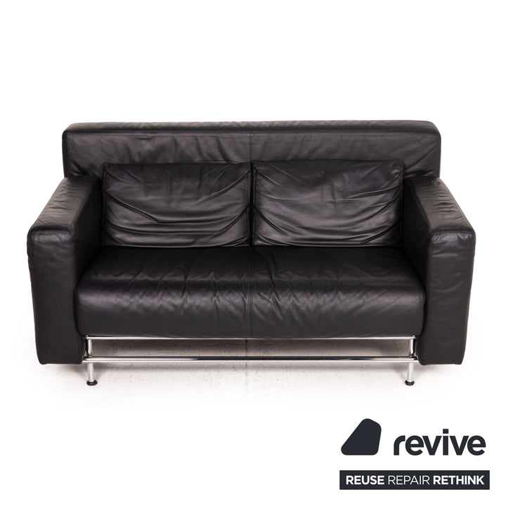 COR Quarta Leather Sofa Black Two Seater Couch