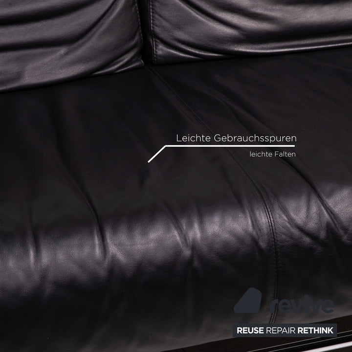 COR Quarta Leather Sofa Black Two Seater Couch