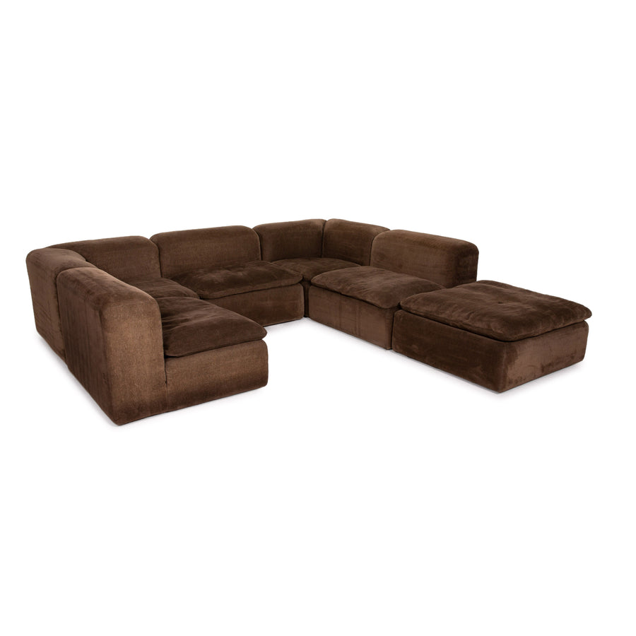 Cor Samt Stoff Ecksofa Braun Modulsofa Sofa Couch #13538