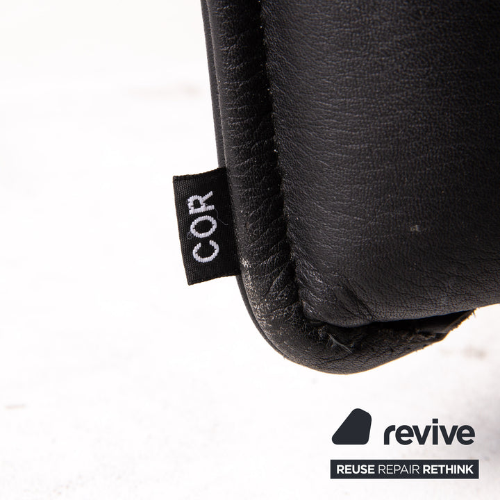 Cor Sera leather sofa set black 2x two-seater function