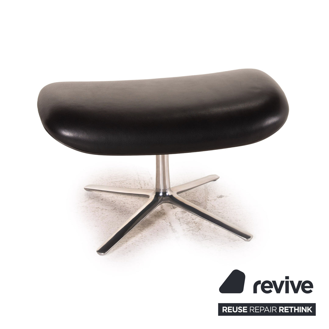 Cor Shrimp Leder Sessel Schwarz inkl. Hocker