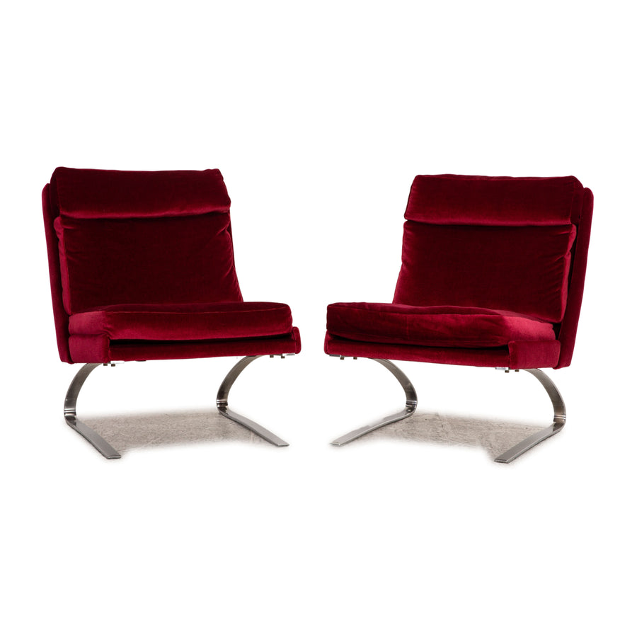 Cor Swing cantilever fabric armchair set red vintage